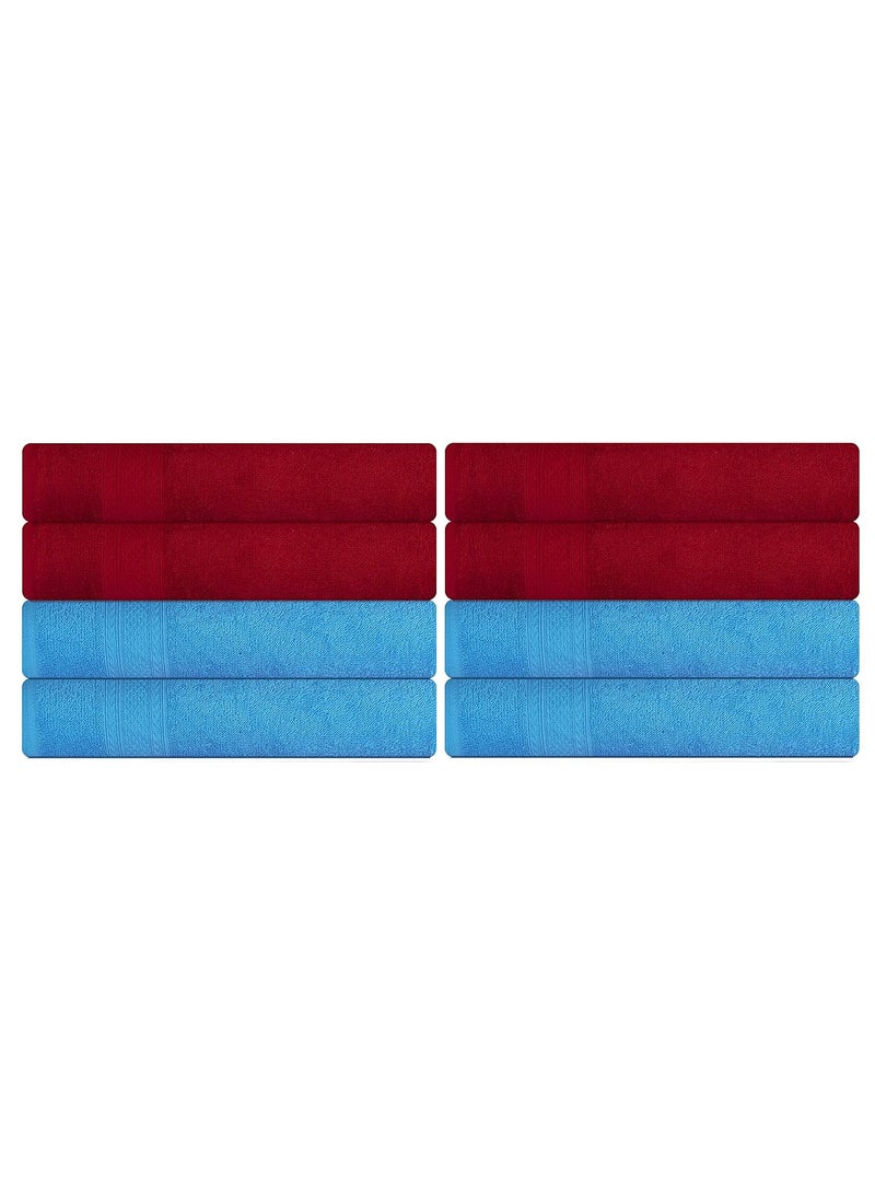 KSC Shop Royal Multicolor Cotton Hand Towels Set of 8 Hand Towels Bathroom Towel Bathroom Napkin 60 cm x 40 cm 4 Maroon and 4 Sky Blue