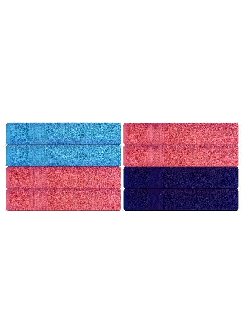 KSC Shop Royal Multicolor Cotton Hand Towels Set of 8 Hand Towels Bathroom Towel Bathroom Napkin 60 cm x 40 cm 2 Navy Blue4 Peach and 2 Sky Blue