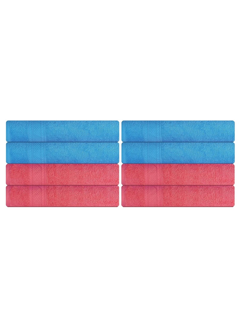 KSC Shop Royal Multicolor Cotton Hand Towels Set of 8 Hand Towels Bathroom Towel Bathroom Napkin 60 cm x 40 cm 4 Sky Blue and 4 Peach