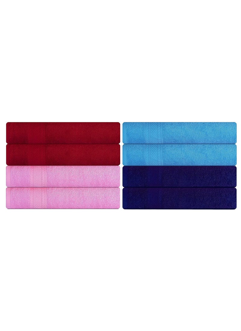 KSC Shop Royal Multicolor Cotton Hand Towels Set of 8 Hand Towels Bathroom Towel Bathroom Napkin 60 cm x 40 cm 2 Baby Pink2 Maroon2 Navy Blue and 2 Sky Blue
