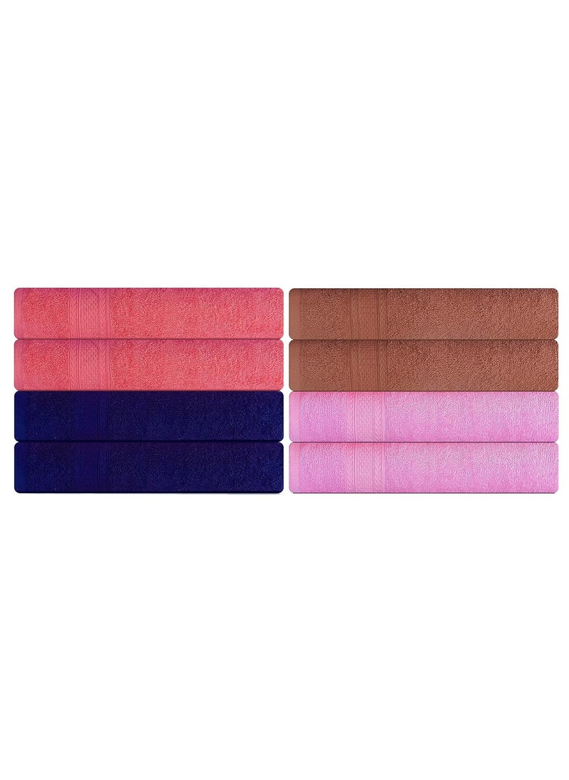 KSC Shop Royal Multicolor Cotton Hand Towels Set of 8 Hand Towels Bathroom Towel Bathroom Napkin 60 cm x 40 cm 2 Baby Pink2 Peach2 Navy Blue and 2 Brown