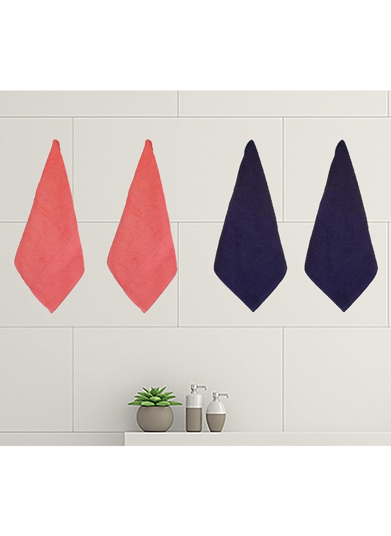 KSC Shop Royal Multicolor Cotton Hand Towels Set of 8 Hand Towels Bathroom Towel Bathroom Napkin 60 cm x 40 cm 2 Baby Pink2 Peach2 Navy Blue and 2 Brown
