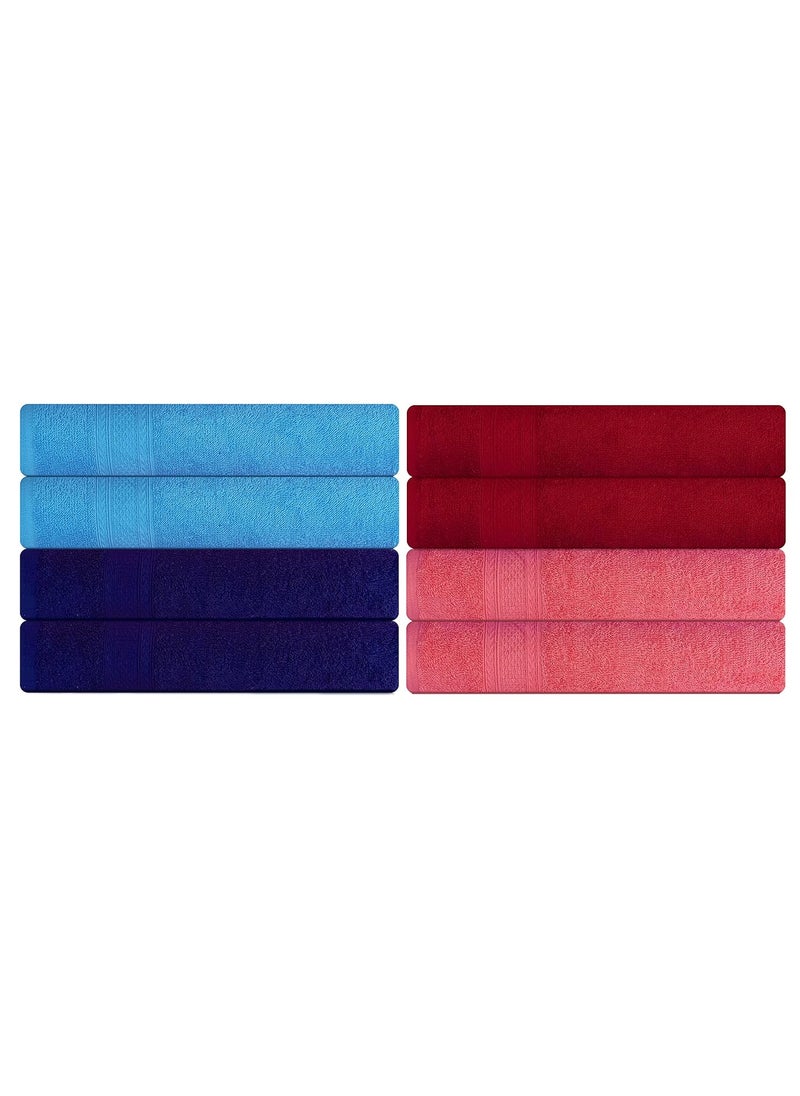 KSC Shop Royal Multicolor Cotton Hand Towels Set of 8 Hand Towels Bathroom Towel Bathroom Napkin 60 cm x 40 cm 2 Maroon 2 Sky Blue2 Navy Blue and 2 Peach