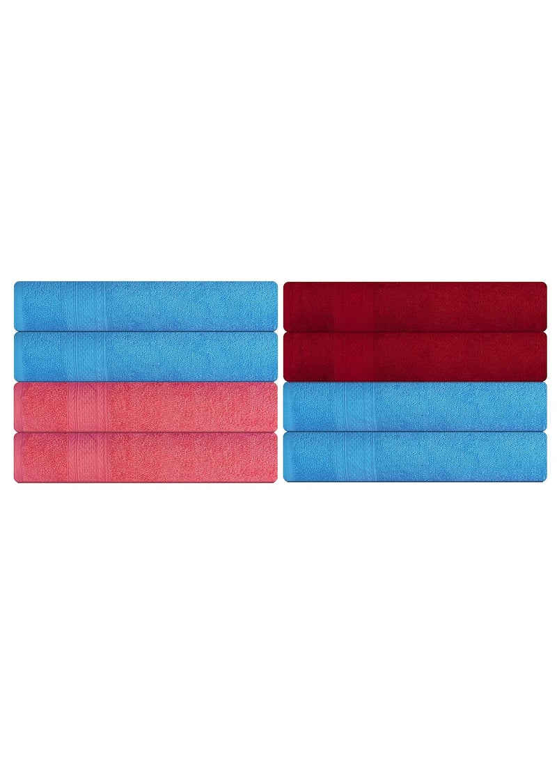 KSC Shop Royal Multicolor Cotton Hand Towels Set of 8 Hand Towels Bathroom Towel Bathroom Napkin 60 cm x 40 cm 2 Maroon4 Sky Blue and 2 Peach