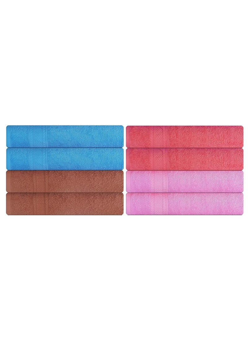 KSC Shop Royal Multicolor Cotton Hand Towels Set of 8 Hand Towels Bathroom Towel Bathroom Napkin 60 cm x 40 cm 2 Baby Pink2 Sky Blue2 Peach and 2 Brown