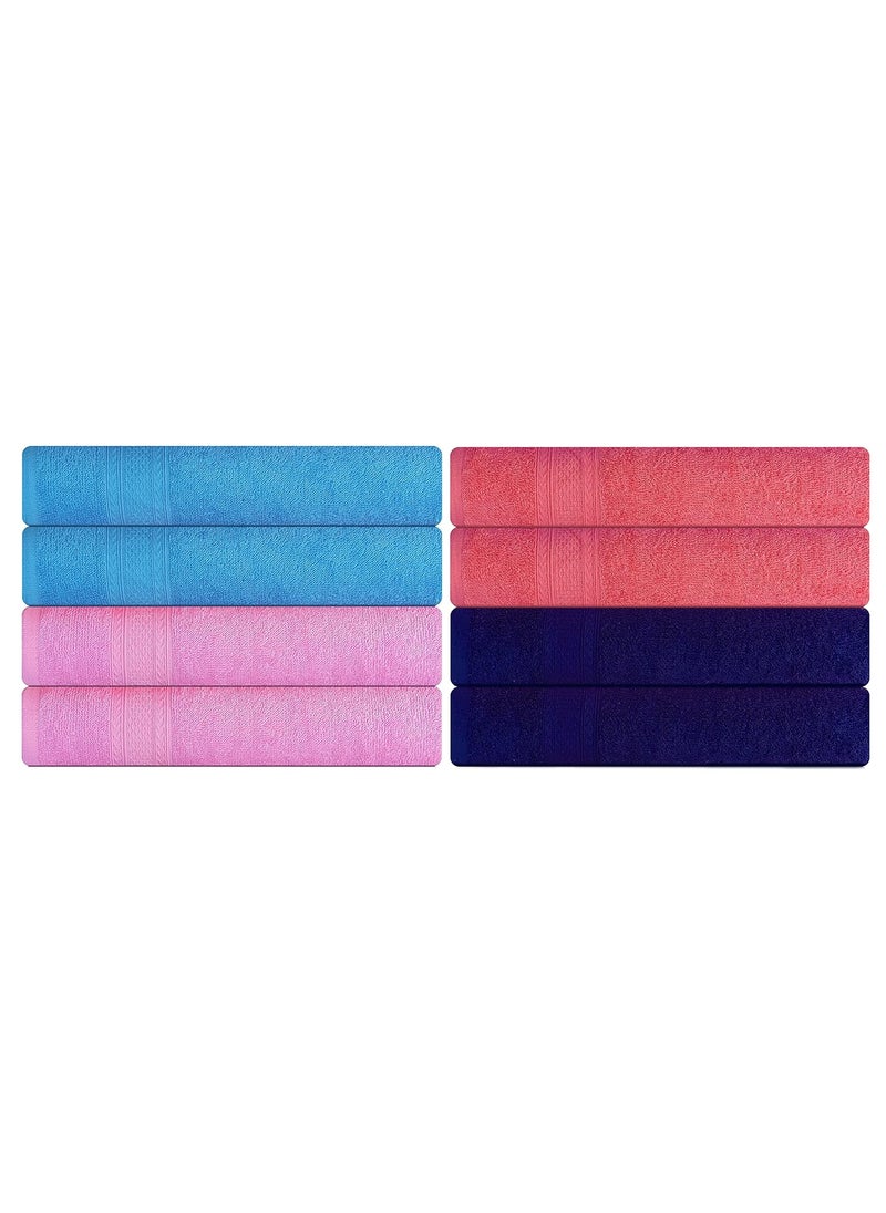 KSC Shop Royal Multicolor Cotton Hand Towels Set of 8 Hand Towels Bathroom Towel Bathroom Napkin 60 cm x 40 cm 2 Baby Pink2 Sky Blue2 Navy Blue and 2 Peach