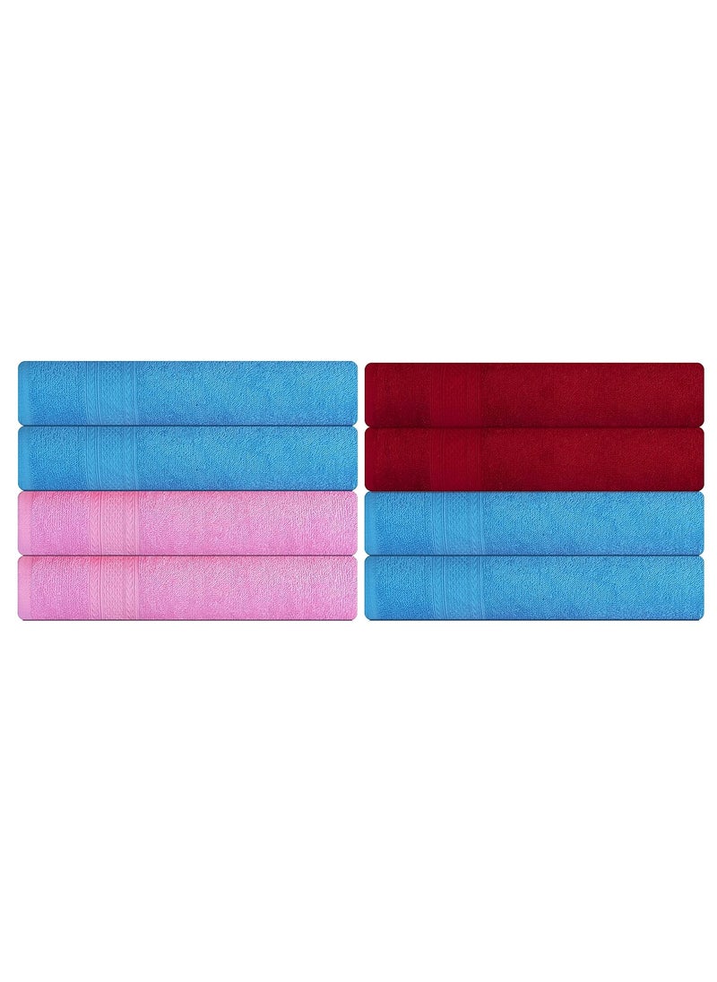 KSC Shop Royal Multicolor Cotton Hand Towels Set of 8 Hand Towels Bathroom Towel Bathroom Napkin 60 cm x 40 cm 2 Maroon4 Sky Blue and 2 Baby Pink