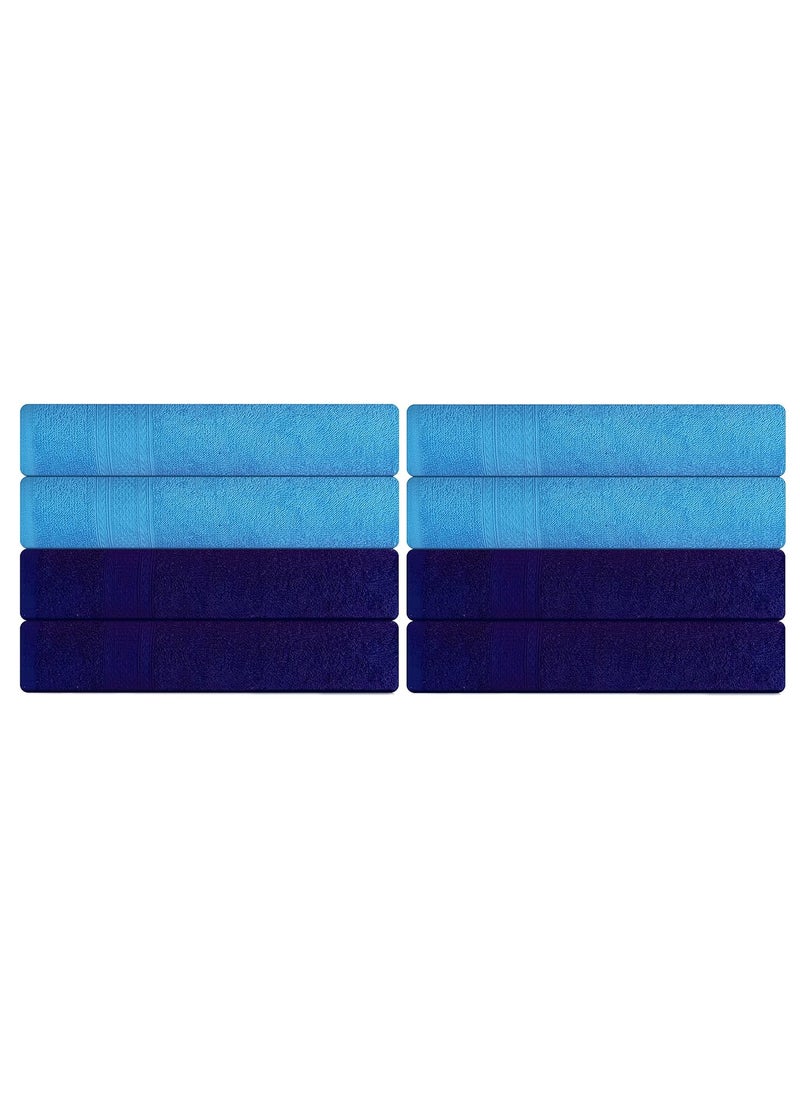 KSC Shop Royal Multicolor Cotton Hand Towels Set of 8 Hand Towels Bathroom Towel Bathroom Napkin 60 cm x 40 cm 4 Sky Blue and 4 Navy Blue
