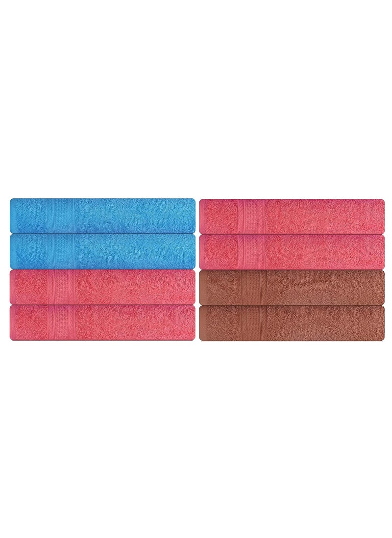KSC Shop Royal Multicolor Cotton Hand Towels Set of 8 Hand Towels Bathroom Towel Bathroom Napkin 60 cm x 40 cm 2 Brown4 Peach and 2 Sky Blue