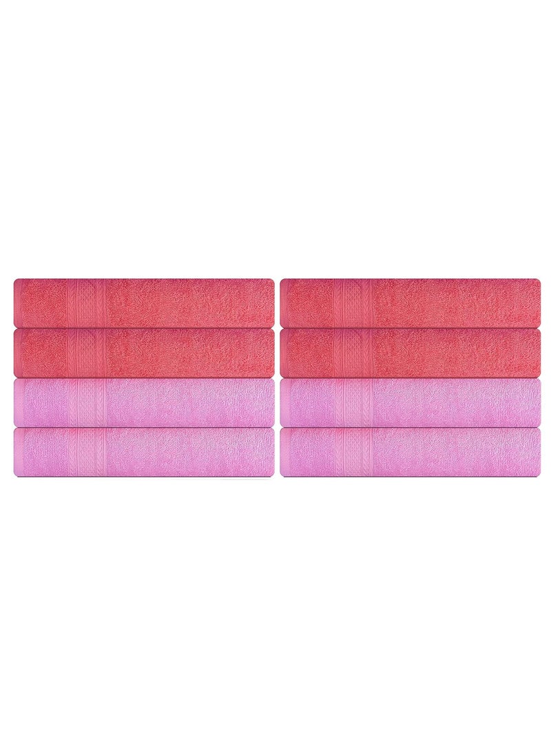 KSC Shop Royal Multicolor Cotton Hand Towels Set of 8 Hand Towels Bathroom Towel Bathroom Napkin 60 cm x 40 cm 4 Baby Pink and 4 Peach