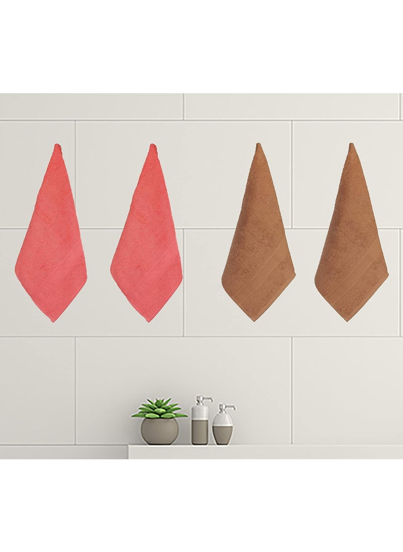 KSC Shop Royal Multicolor Cotton Hand Towels Set of 8 Hand Towels Bathroom Towel Bathroom Napkin 60 cm x 40 cm 2 Brown4 Peach and 2 Baby Pink