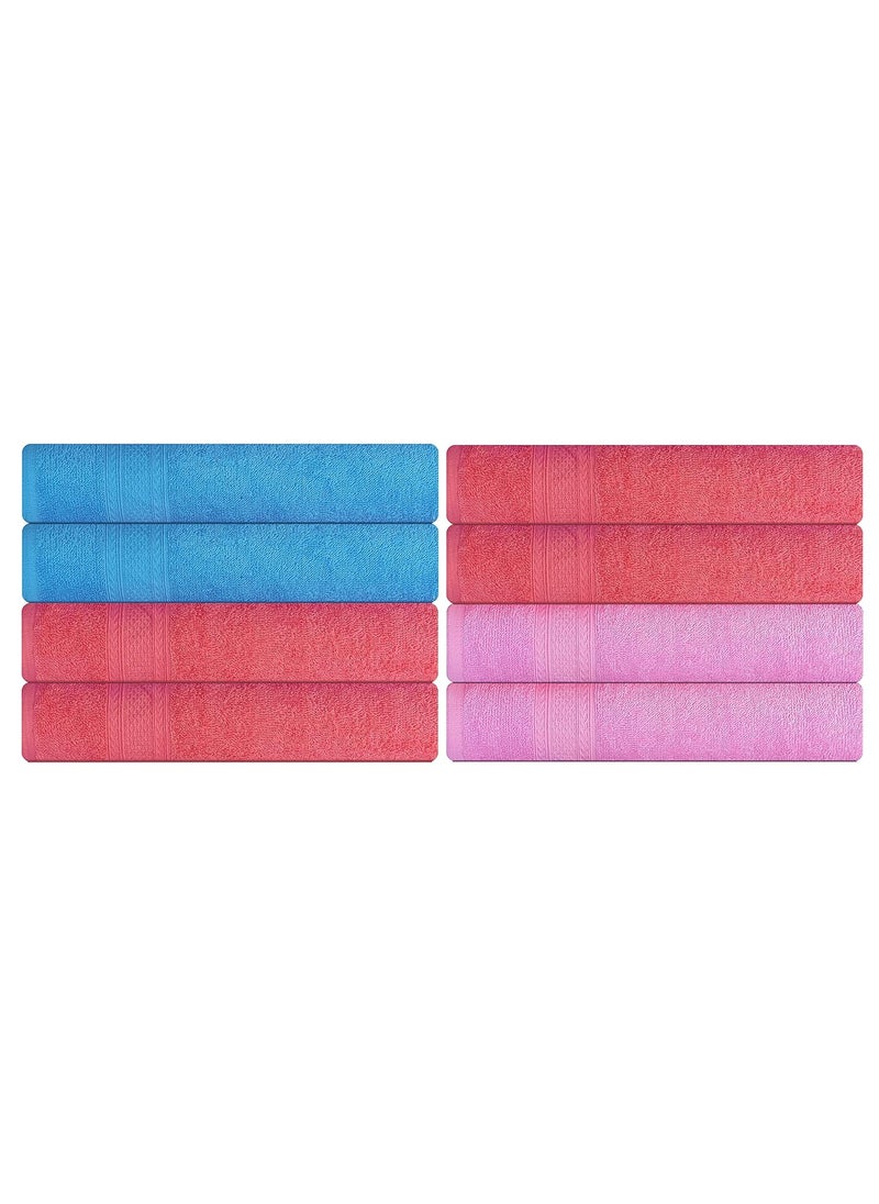 KSC Shop Royal Multicolor Cotton Hand Towels Set of 8 Hand Towels Bathroom Towel Bathroom Napkin 60 cm x 40 cm 2 Baby Pink4 Peach and 2 Sky Blue
