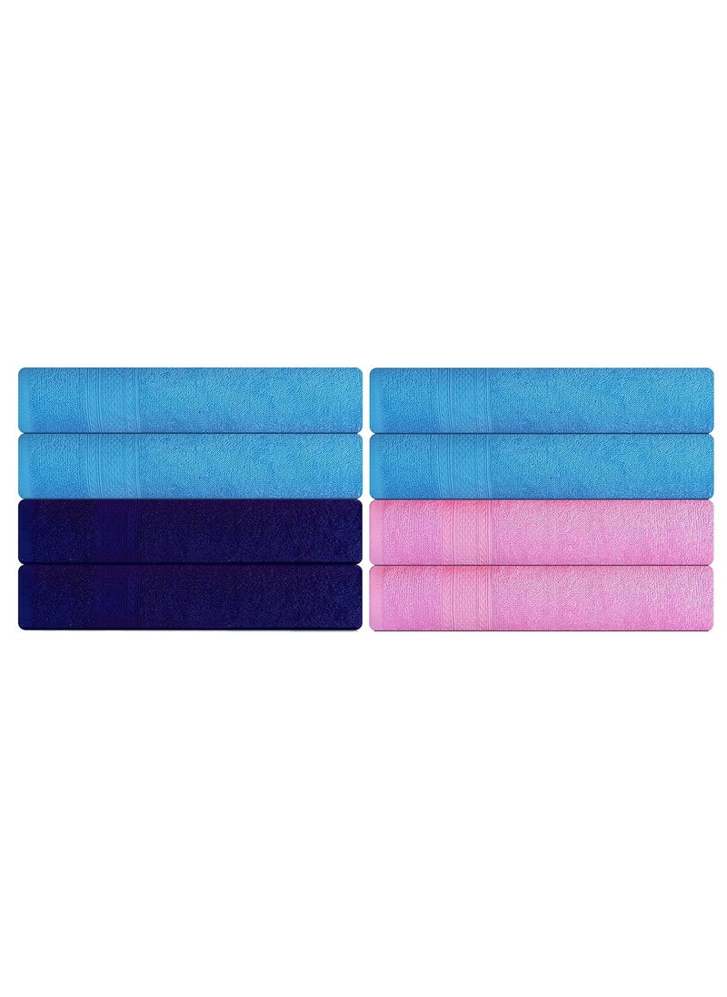 KSC Shop Royal Multicolor Cotton Hand Towels Set of 8 Hand Towels Bathroom Towel Bathroom Napkin 60 cm x 40 cm 2 Baby Pink4 Sky Blue and 2 Navy Blue