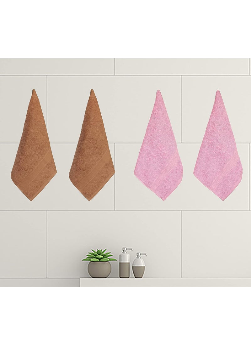 KSC Shop Royal Multicolor Cotton Hand Towels Set of 8 Hand Towels Bathroom Towel Bathroom Napkin 60 cm x 40 cm 2 Peach4 Baby Pink and 2 Brown