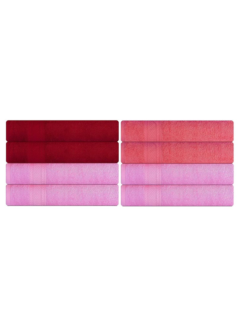 KSC Shop Royal Multicolor Cotton Hand Towels Set of 8 Hand Towels Bathroom Towel Bathroom Napkin 60 cm x 40 cm 2 Maroon4 Baby Pink and 2 Peach