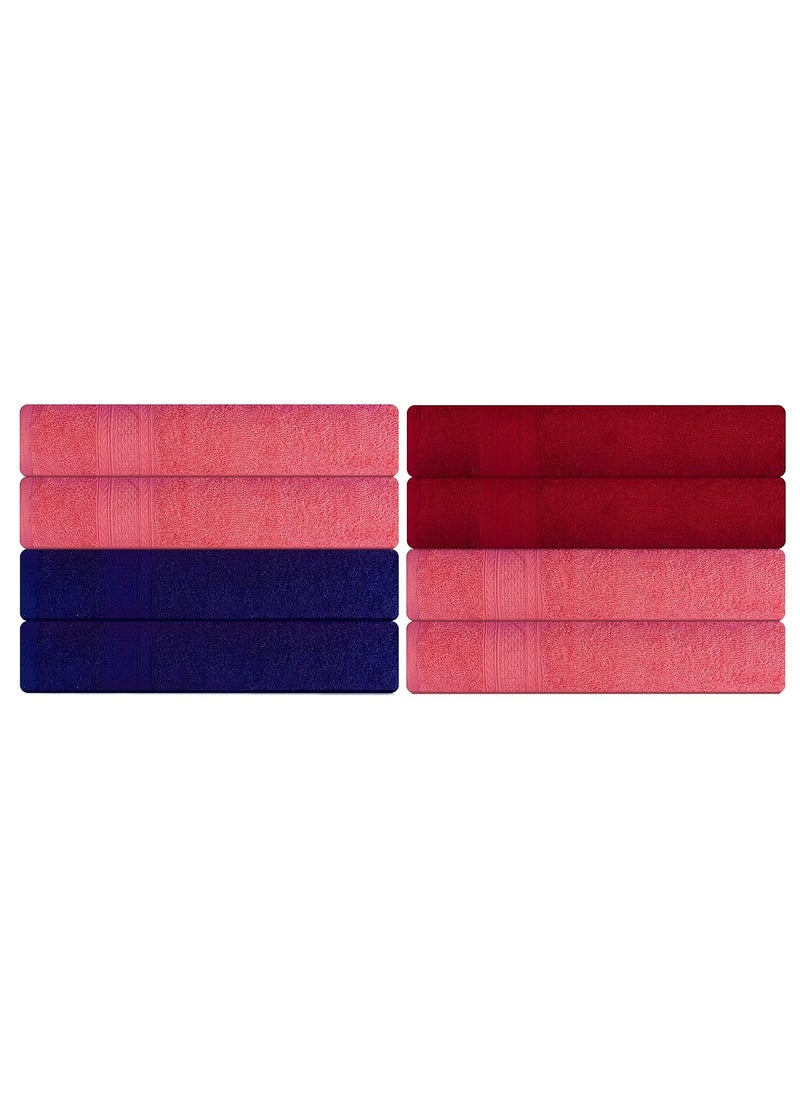KSC Shop Royal Multicolor Cotton Hand Towels Set of 8 Hand Towels Bathroom Towel Bathroom Napkin 60 cm x 40 cm 2 Maroon4 Peach and 2 Navy Blue