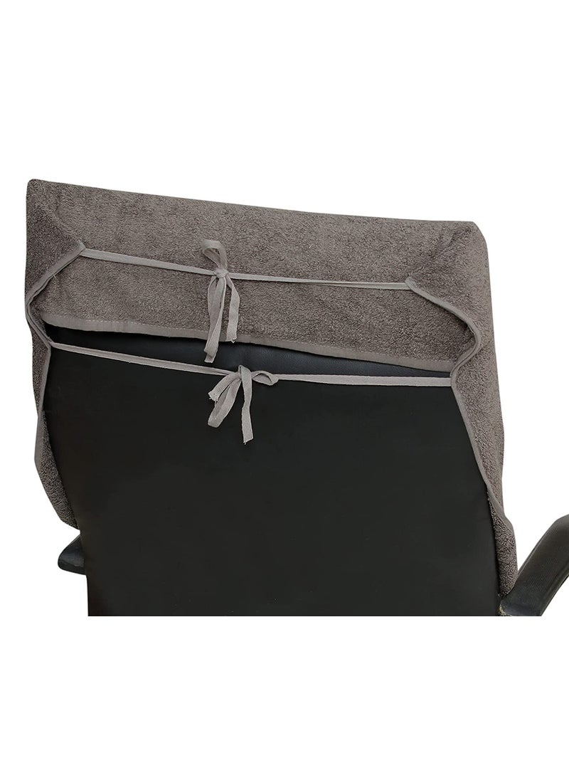 ROMAN HOME Cotton Chair Towel Soft for 500 GSM Super Soft Office Chair Towel with Tie Knot Grey for 2 Tie