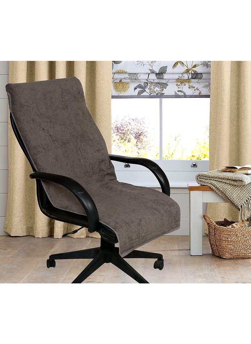 ROMAN HOME Cotton Chair Towel Soft for 500 GSM Super Soft Office Chair Towel with Tie Knot Grey for 2 Tie