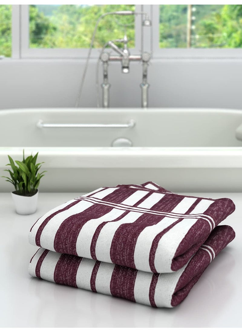Athom Trendz Ecosaviour Striped Cotton Bath Towel 70x140 cm Multicolour Pack of 2
