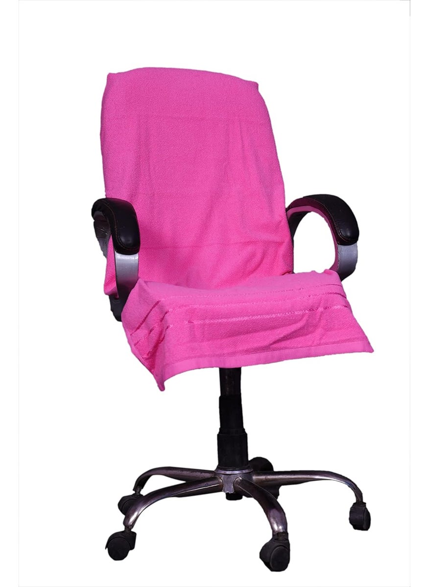 ROMAN HOME Cotton Chair Towel Soft for 500 GSM Super Soft Office Chair Towel with Tie Knot 2 tie pink color