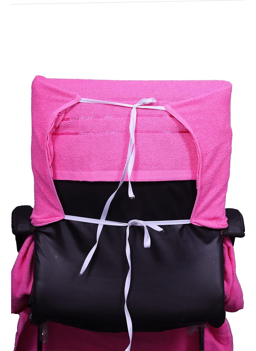 ROMAN HOME Cotton Chair Towel Soft for 500 GSM Super Soft Office Chair Towel with Tie Knot 2 tie pink color