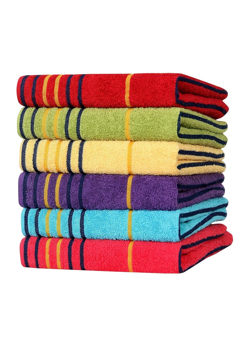 Akin Towel Multicolor Cotton 550 GSM Hand Towels Set of 6 Length 24 Width 16