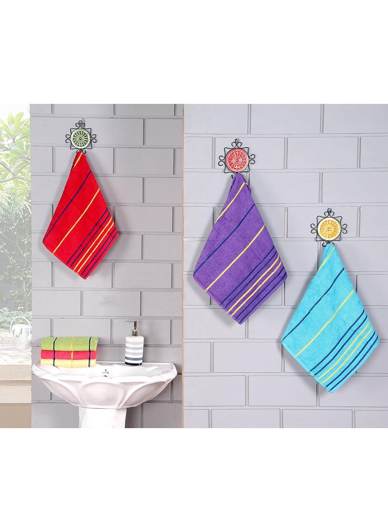 Akin Towel Multicolor Cotton 550 GSM Hand Towels Set of 6 Length 24 Width 16