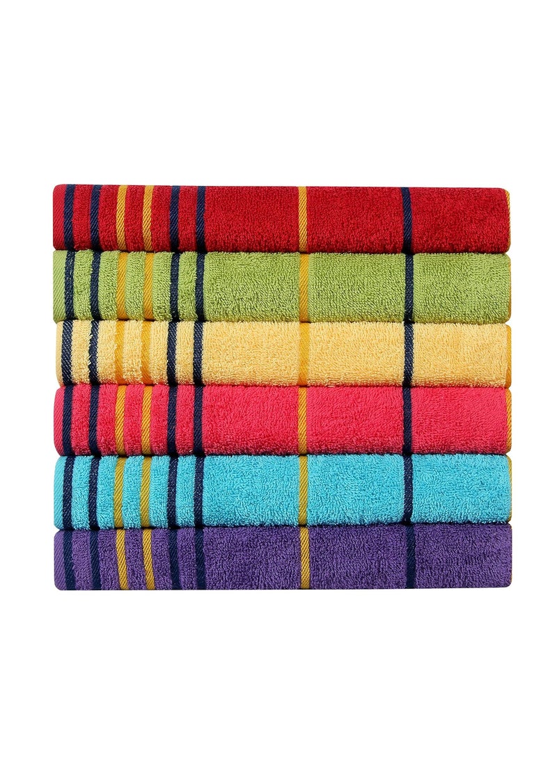 Akin Towel Multicolor Cotton 550 GSM Hand Towels Set of 6 Length 24 Width 16