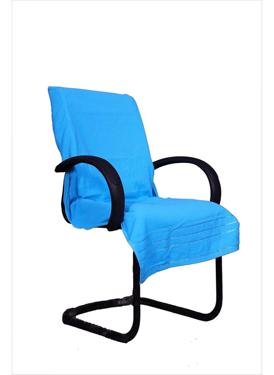 ROMAN HOME Cotton Chair Towel Soft for 500 GSM Super Soft Office Chair Towel with Tie Knotsky blue 2 tie