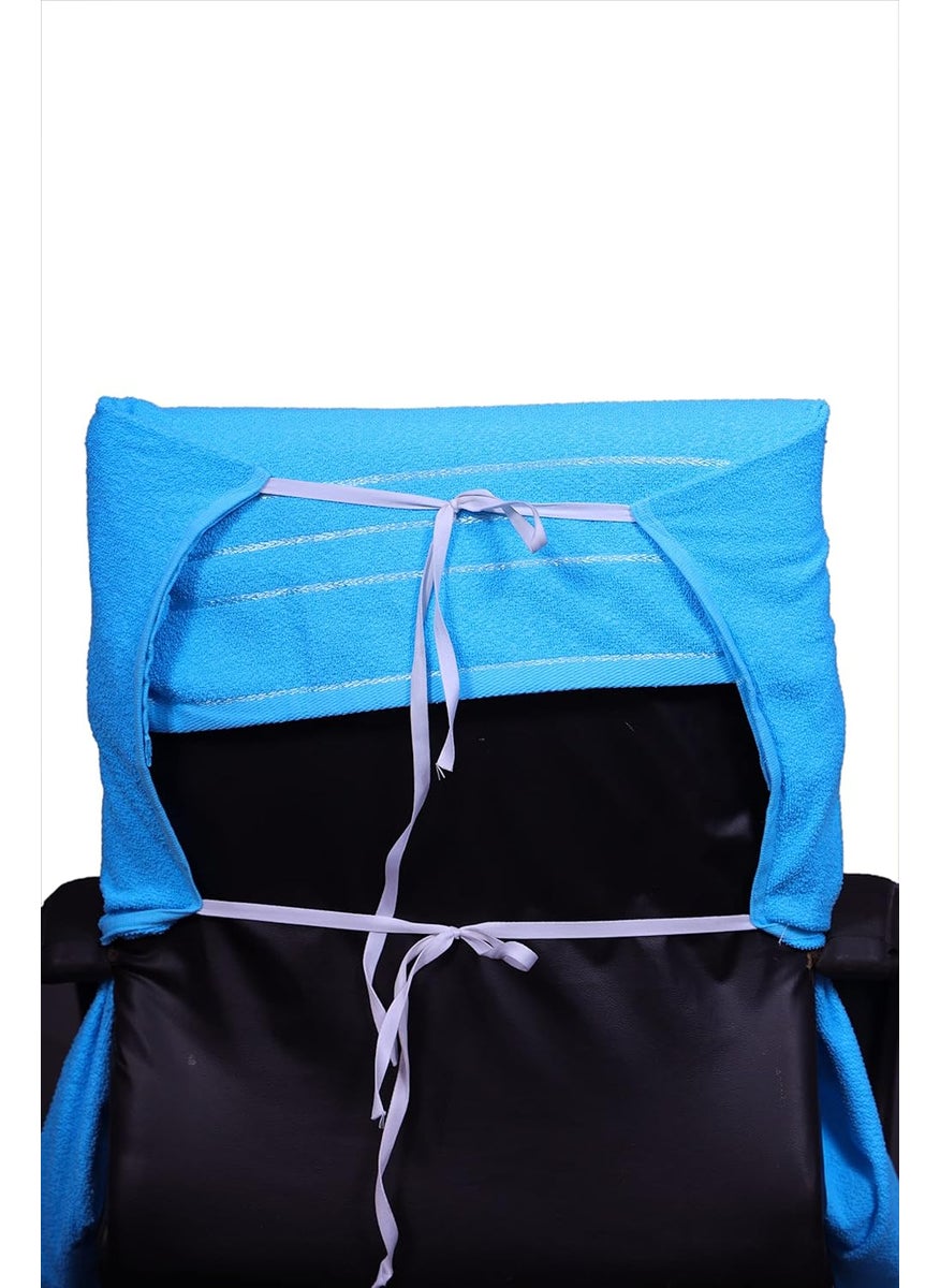 ROMAN HOME Cotton Chair Towel Soft for 500 GSM Super Soft Office Chair Towel with Tie Knotsky blue 2 tie