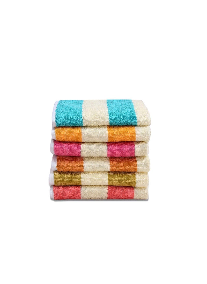 AKIN 6 Piece Cotton Hand Towel 120 GSM Multicolor Length 54cm Width 36
