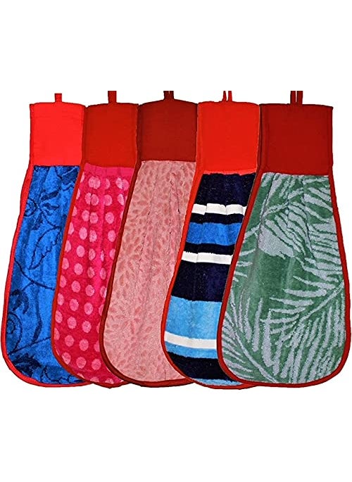 JBG Home Store Microfibre Wash Basin Towel Premium Soft Hand Towel for Bathroom Hanging Napkins for Kitchen 200 GSM Pack of 5 23 x 44 cm Multicolor