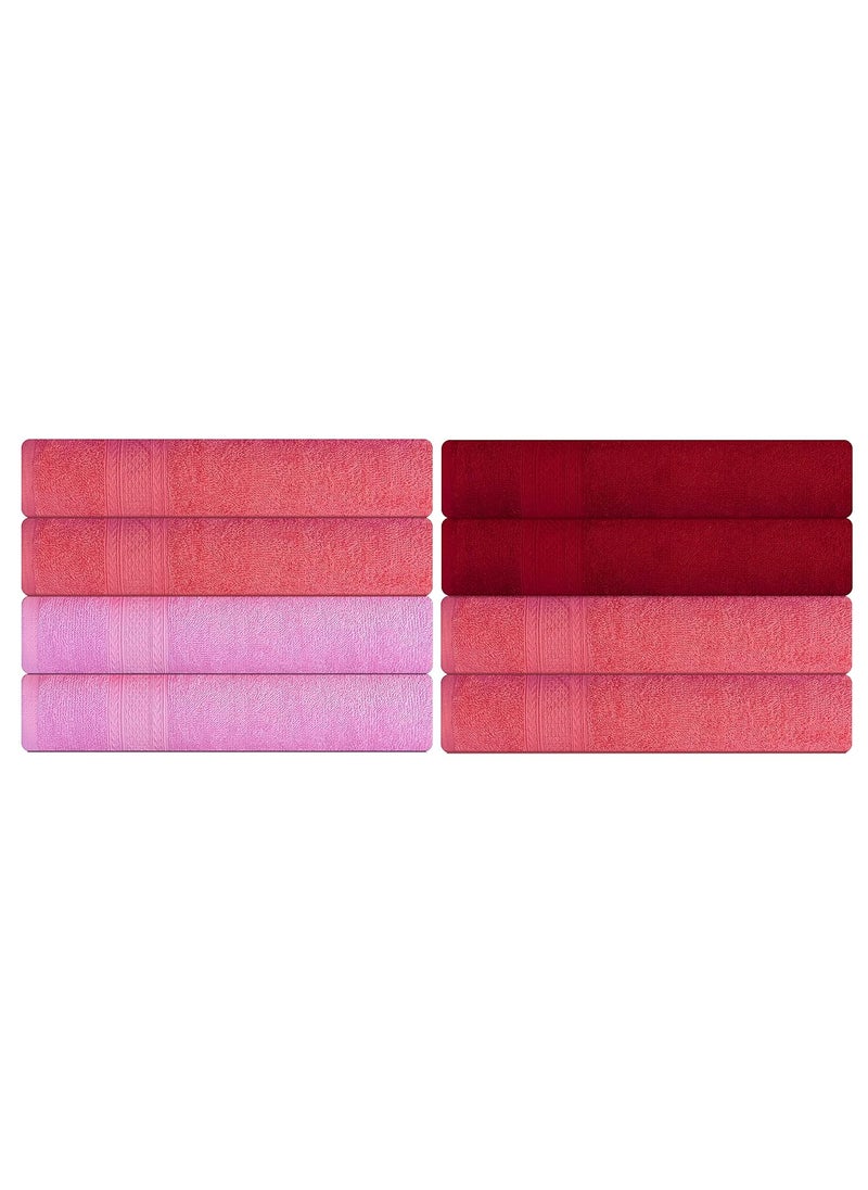 KSC Shop Royal Multicolor Cotton Hand Towels Set of 8 Hand Towels Bathroom Towel Bathroom Napkin 60 cm x 40 cm 2 Maroon4 Peach and 2 Baby Pink