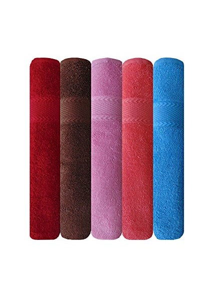 Akin Premium 500 GSM Multicolor Cotton Hand Towels Set of 5