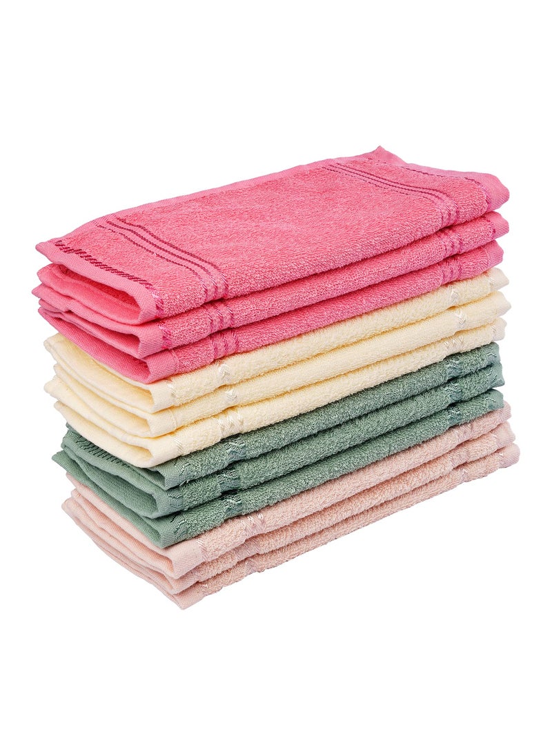 GRGRASP Cotton Face Towel 300 GSM Set of 12 pcs Small Size 27 27 cm Multi Color 24