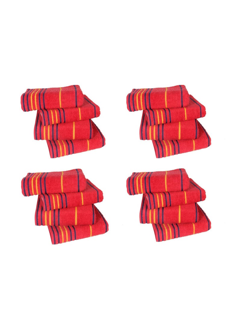 AKIN Premium Red Cotton 550 GSM Hand Towels Set of 16 Length24 Width16