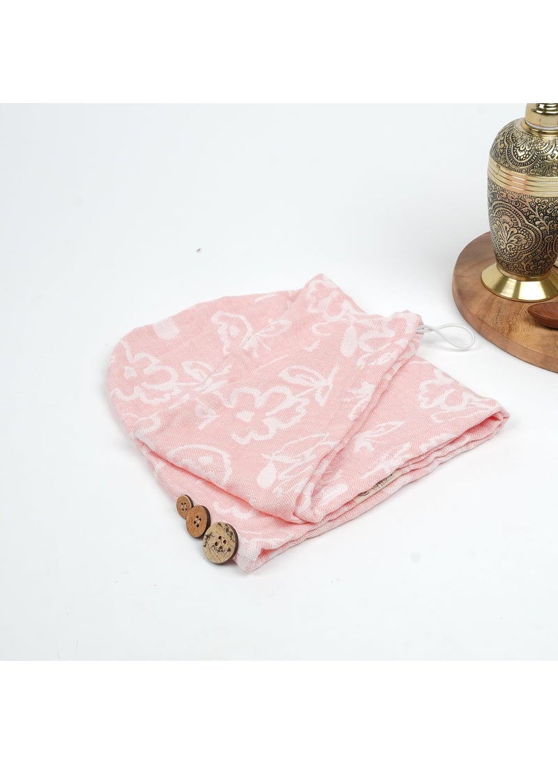 Doctor Towels Banana Yarn Hair Towel Hair Wrap for Women Towel for Long Short Hair AntiFrizz Shower Hair Towels with Button QuickDrying Hair Cap Coral Floral Towel Pack of 1