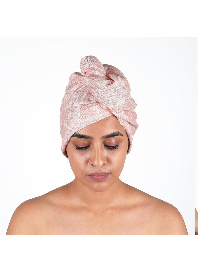 Doctor Towels Banana Yarn Hair Towel Hair Wrap for Women Towel for Long Short Hair AntiFrizz Shower Hair Towels with Button QuickDrying Hair Cap Coral Floral Towel Pack of 1