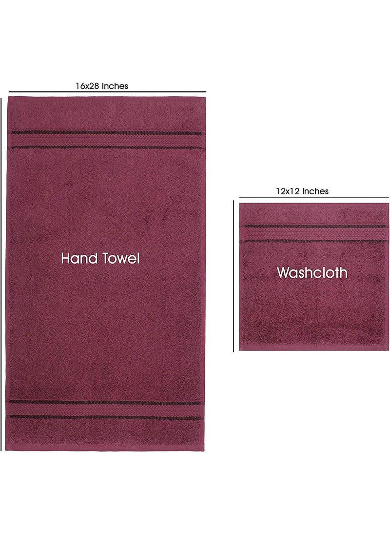AKIN Ultra Soft Luxury 6 Piece Ringspun Cotton Towel Set 580GSM Heavyweight 2 Bath Towels 2 Hand Towels 2 Washcloths Mahroon