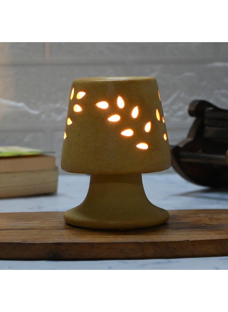 Lyallpur Stored Ceramic Electric Oil Diffuser Lamp Shape Diffuser Brown Color with 10 ml Fragrance Oil for Home and Table DcorSpaGym Etc