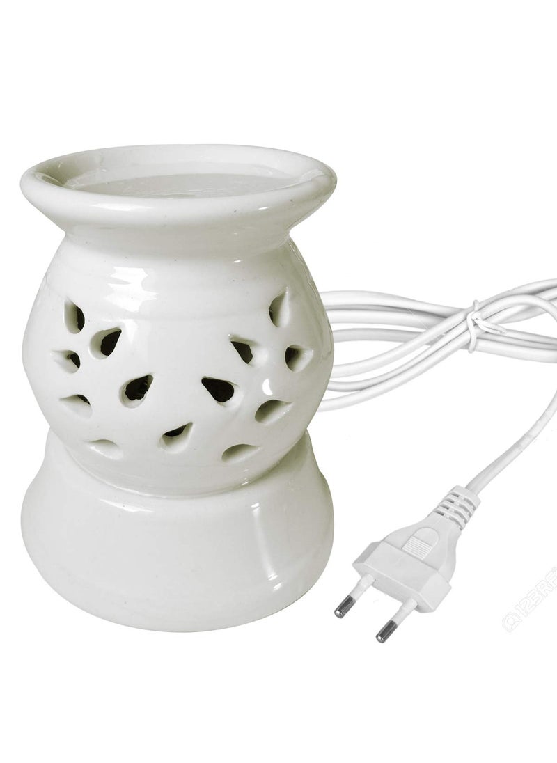 Luxantra Ceramic Electric Aroma Diffuser Night Lamp Light with Rose Lemongrass Aroma Oil 10ml Each for Home Office Hotel Spa