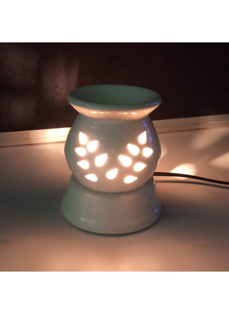 Luxantra Ceramic Electric Aroma Diffuser Night Lamp Light with Rose Mogra Aroma Oil 10ml Each for Home Office Hotel Spa