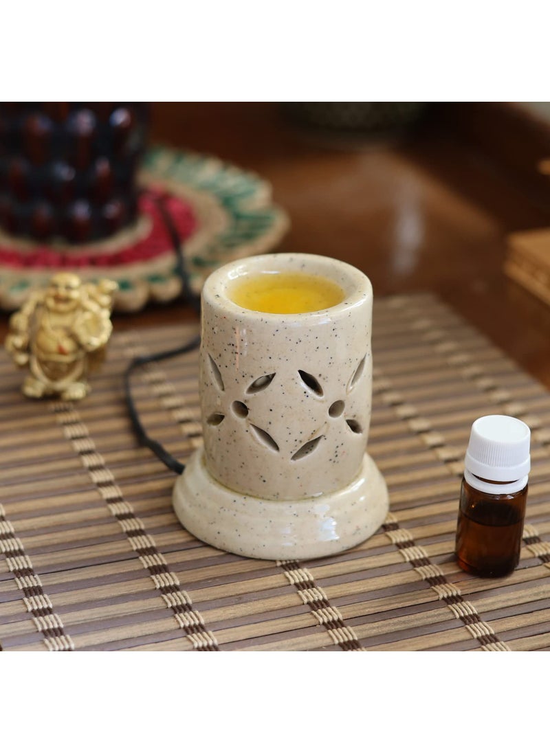 Lyallpur Stores Aroma Oil Burner Electric Diffuser Set Small Neno Lamp White Color Air Freshener Burner with 10 ml Lemongrass Fragrance Oil for Home Table Decor