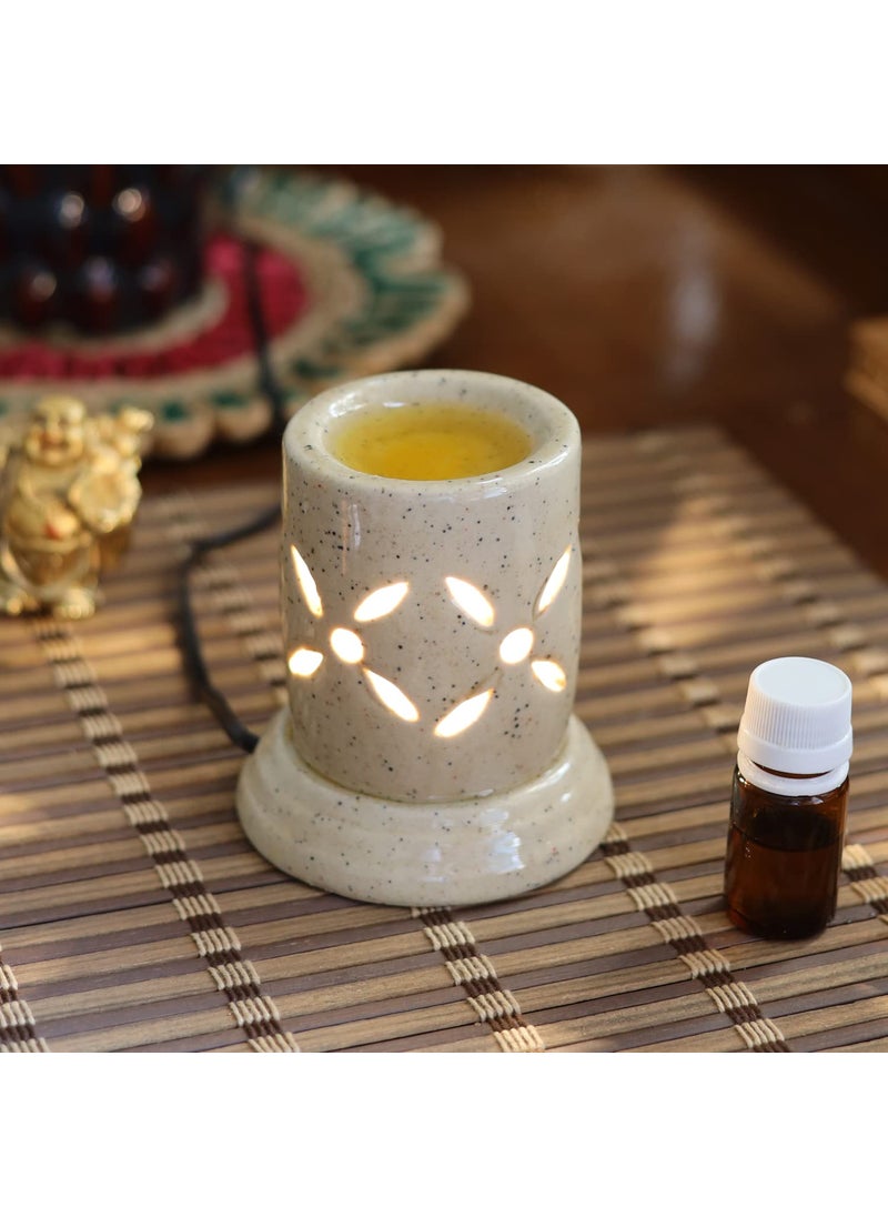 Lyallpur Stores Aroma Oil Burner Electric Diffuser Set Small Neno Lamp White Color Air Freshener Burner with 10 ml Lemongrass Fragrance Oil for Home Table Decor