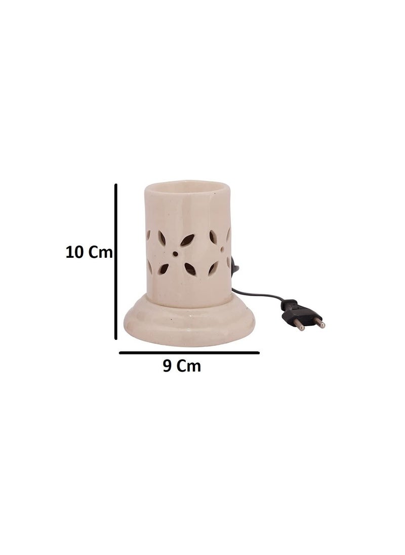 Lyallpur Stores Aroma Oil Burner Electric Diffuser Set Small Neno Lamp White Color Air Freshener Burner with 10 ml Lemongrass Fragrance Oil for Home Table Decor