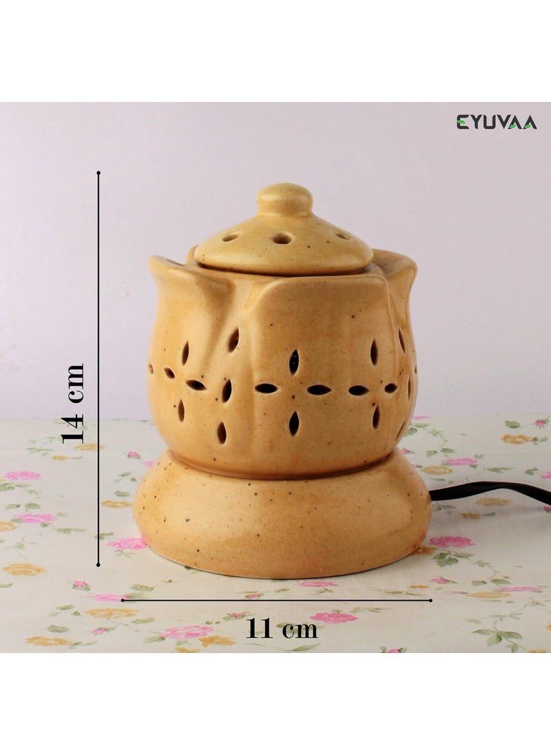 DECOVAA Ceramic KamalShaped Aroma Electric Diffuser for Home Fragrance Aromatherapy Ceramic Diffuser Wax Burner Oil Diffuser for Home Fragrance with 10 ml Aroma Oil Lavender Fragrance
