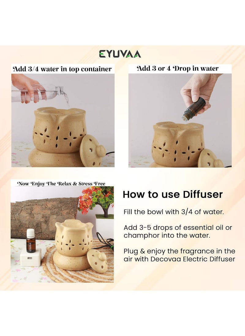 DECOVAA Ceramic KamalShaped Aroma Electric Diffuser for Home Fragrance Aromatherapy Ceramic Diffuser Wax Burner Oil Diffuser for Home Fragrance with 10 ml Aroma Oil Lavender Fragrance
