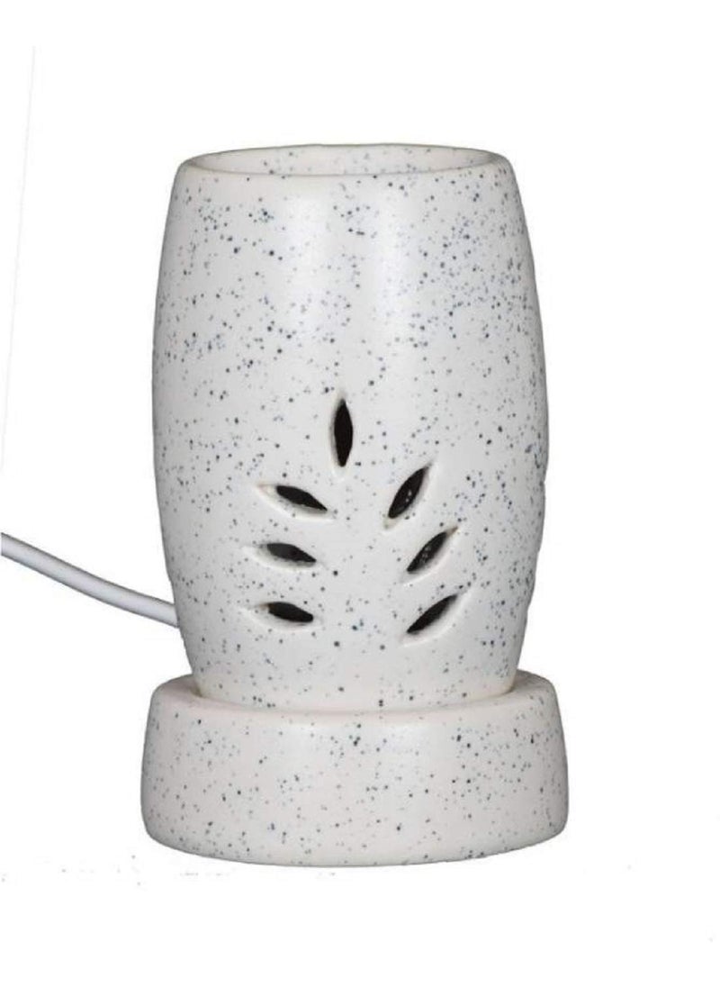 Lyallpur Stores Ceramic Aroma Electric Diffuser Set for Home Lemongrass Rose Lavender Fragrance Oil 10 ml Ethnic Shape White