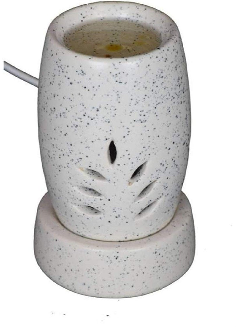Lyallpur Stores Ceramic Aroma Electric Diffuser Set for Home Lemongrass Rose Lavender Fragrance Oil 10 ml Ethnic Shape White