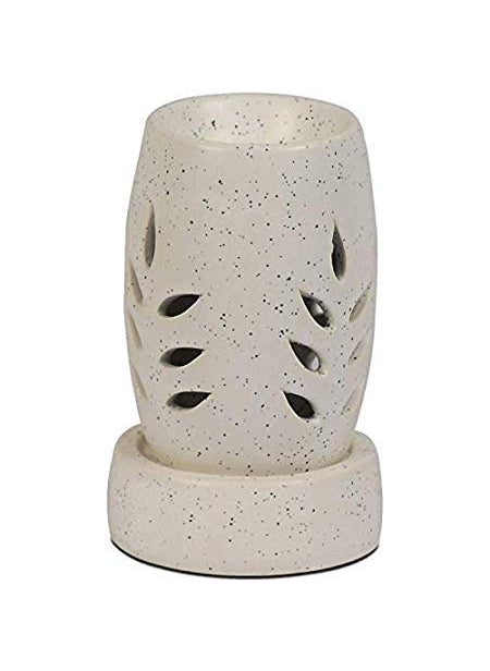 Lyallpur Stores Ceramic Aroma Electric Diffuser Set for Home Lemongrass Rose Lavender Fragrance Oil 10 ml Ethnic Shape White